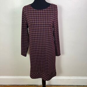 The Limited Womens Dress Size S Burgundy Long Sleeve Zipper Shift Dress